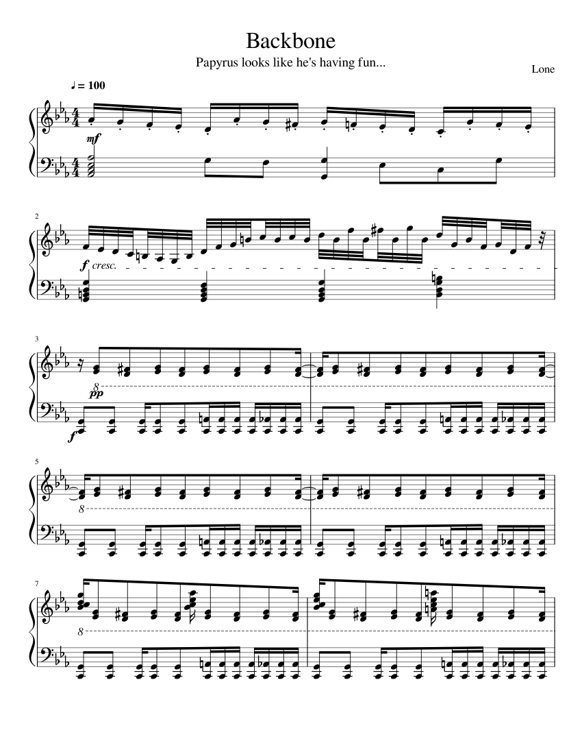 Backbone (Disbelief Papyrus) Sheet music for Piano (Solo) | Musescore.com