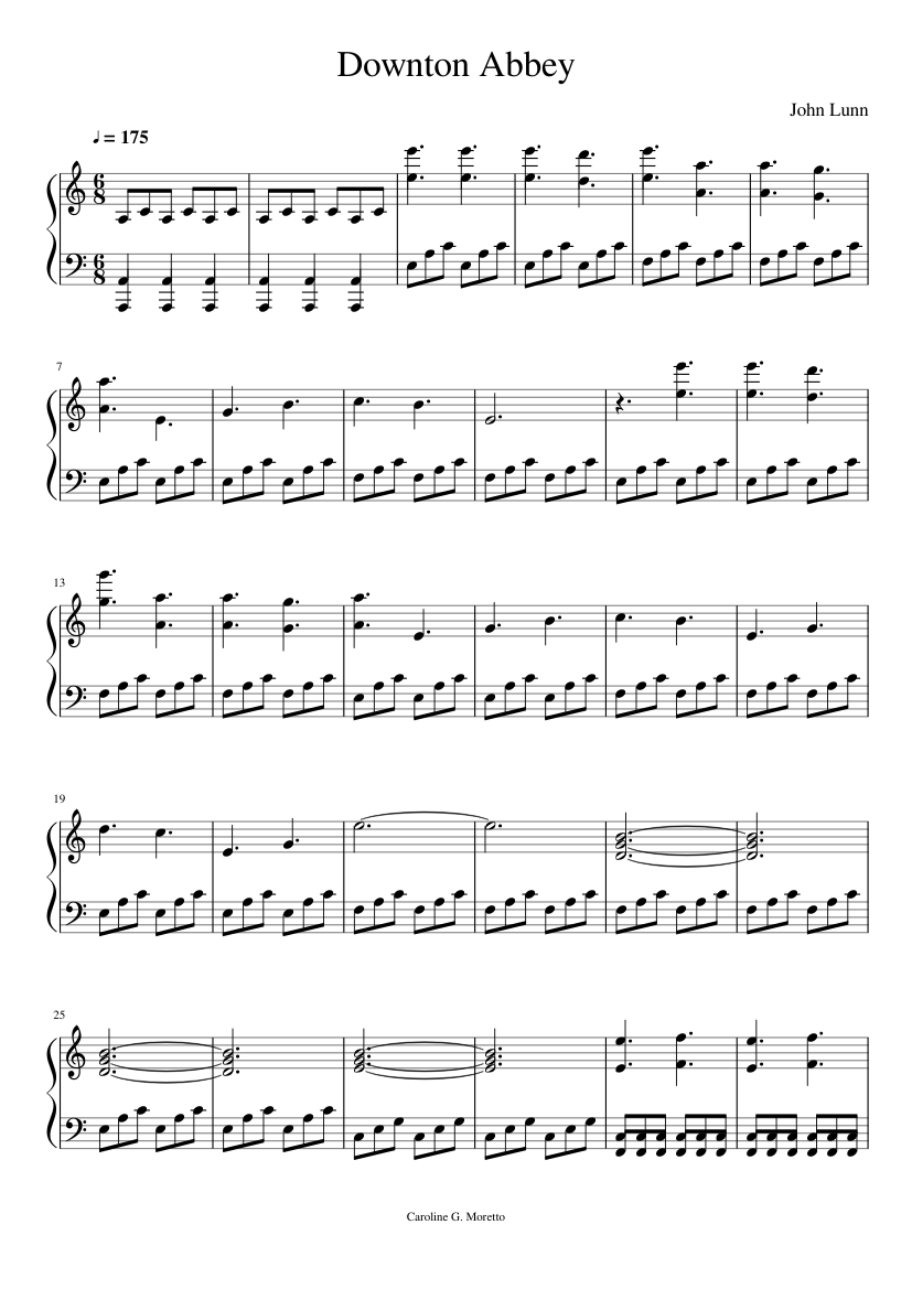 Downton Abbey Main Theme Sheet music for Piano (Solo) | Musescore.com