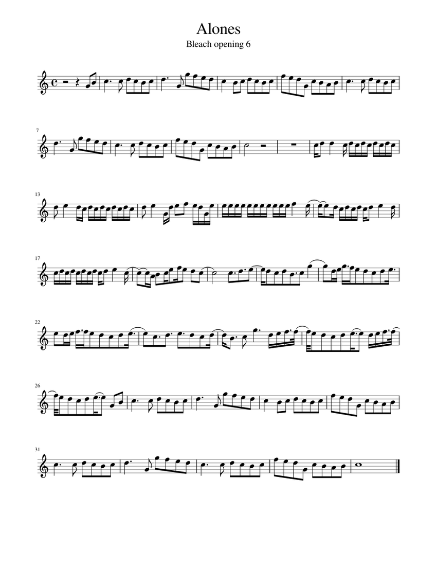 Bleach Alones Sheet music for Violin (Solo) | Musescore.com