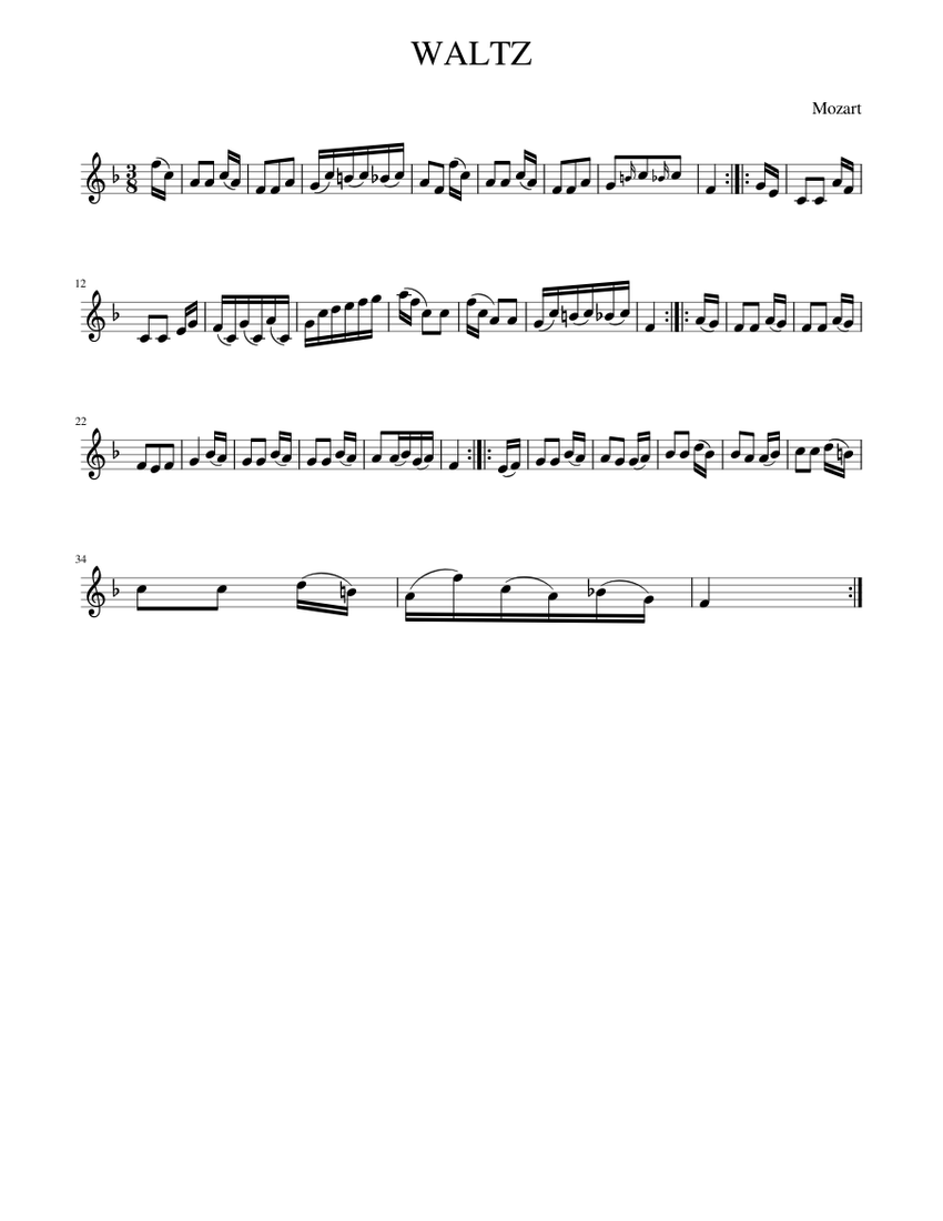 Mozart - WALTZ Sheet music for Piano (Solo) | Musescore.com