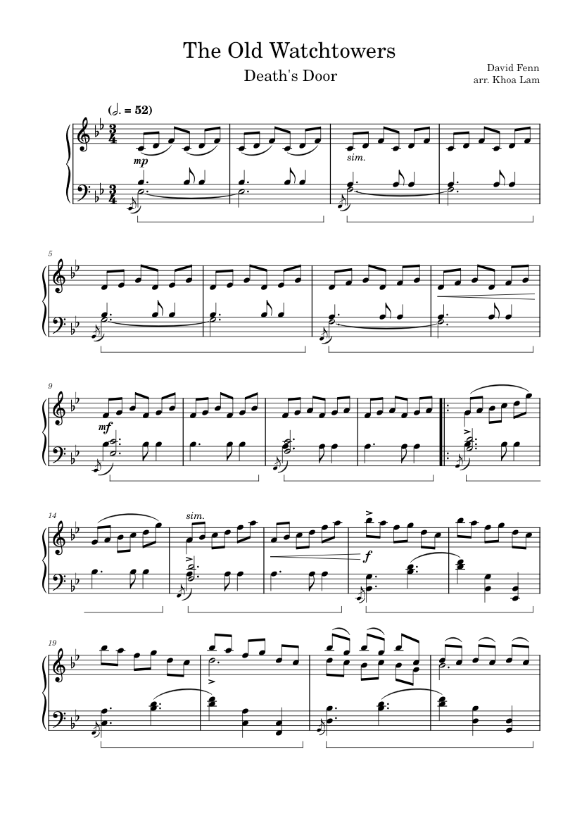 The Old Watchtowers – David Fenn - Death's Door Sheet Music for