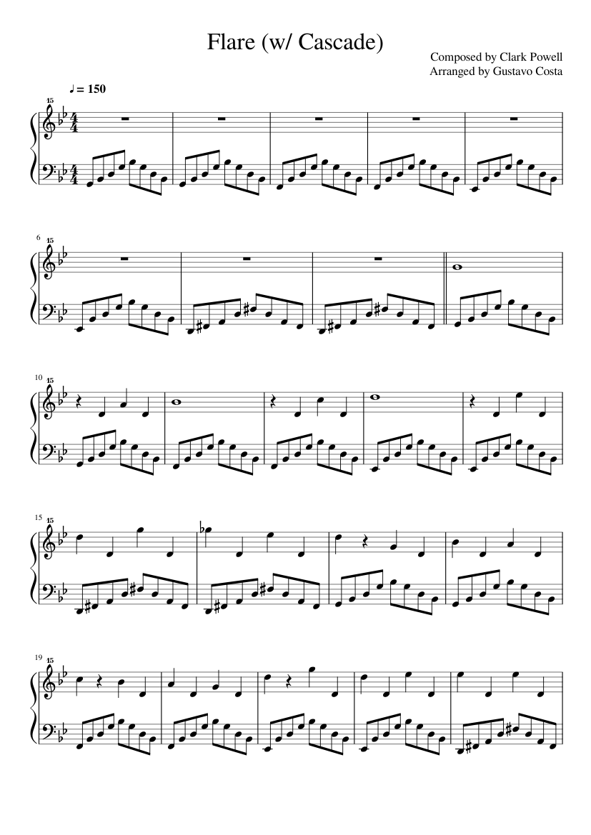 Flare (w/ Cascade end) Sheet music for Piano (Solo) | Musescore.com