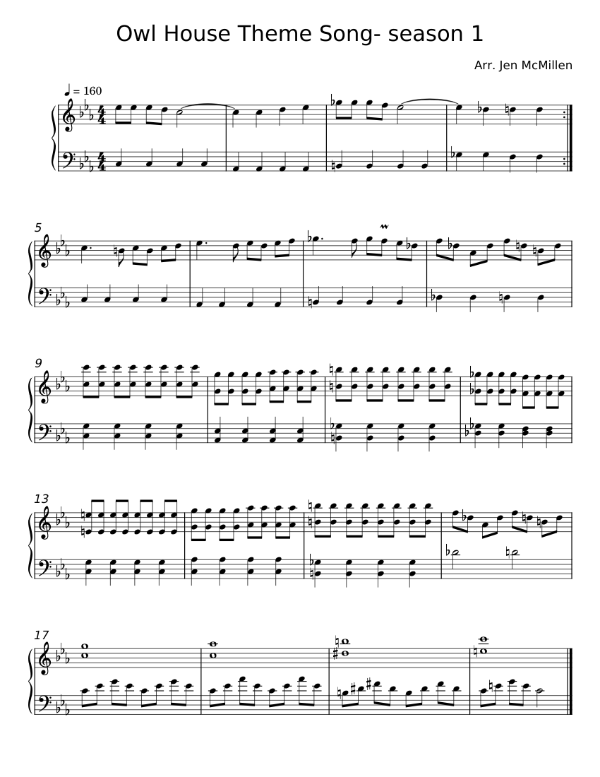 The Owl House Theme - TJ Hill Sheet music for Piano (Piano Duo ...