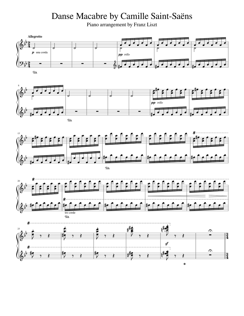 Liszt - Danse Macabre (Saint-Saëns) Sheet music for Piano (Solo) |  Musescore.com