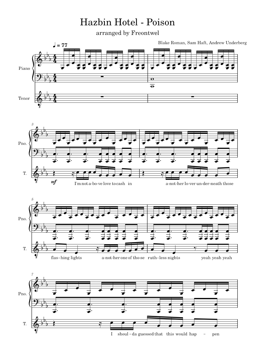 Poison – Hazbin Hotel Sheet Music for Piano, Synthesizer (Mixed