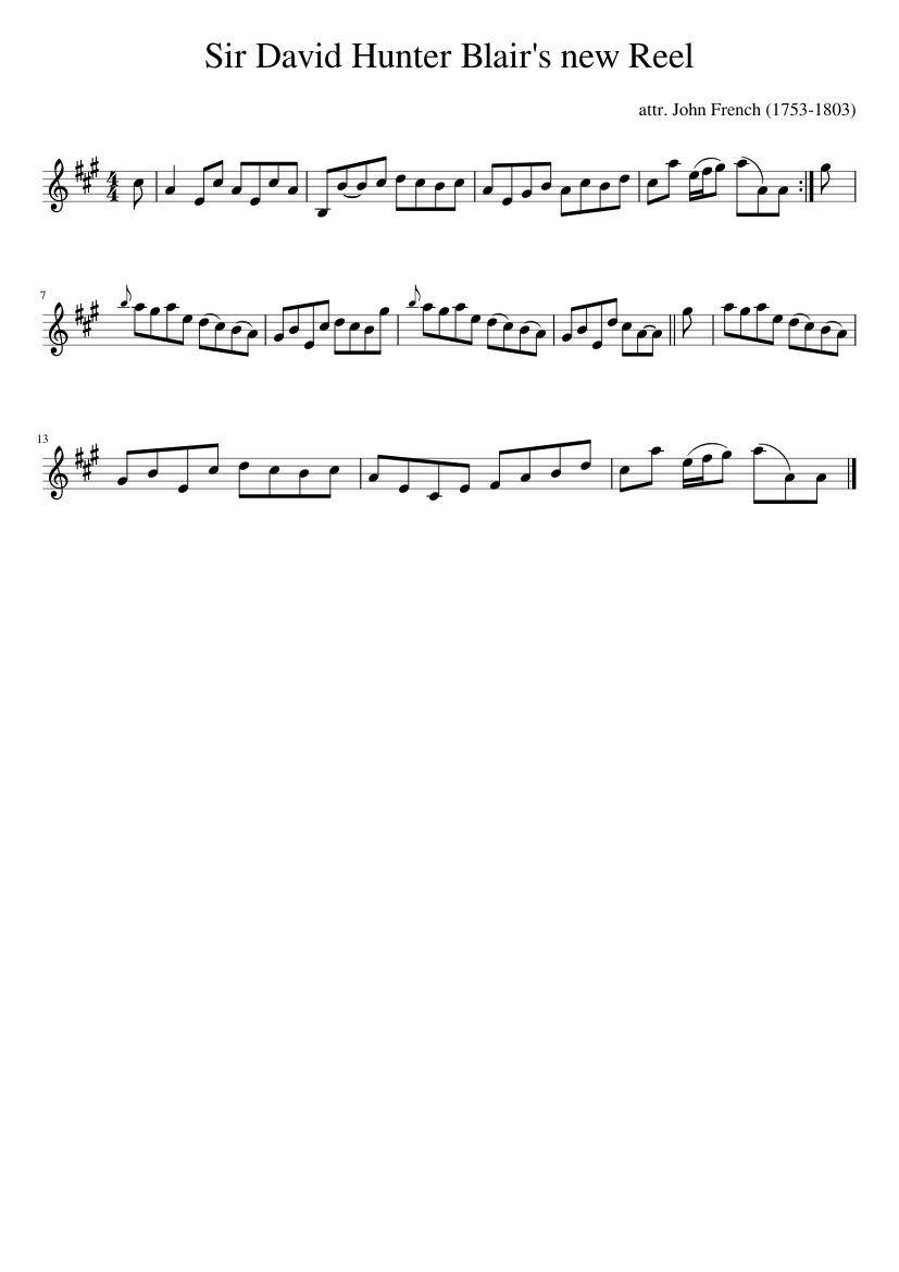 Sir David Hunter Blair's new Reel