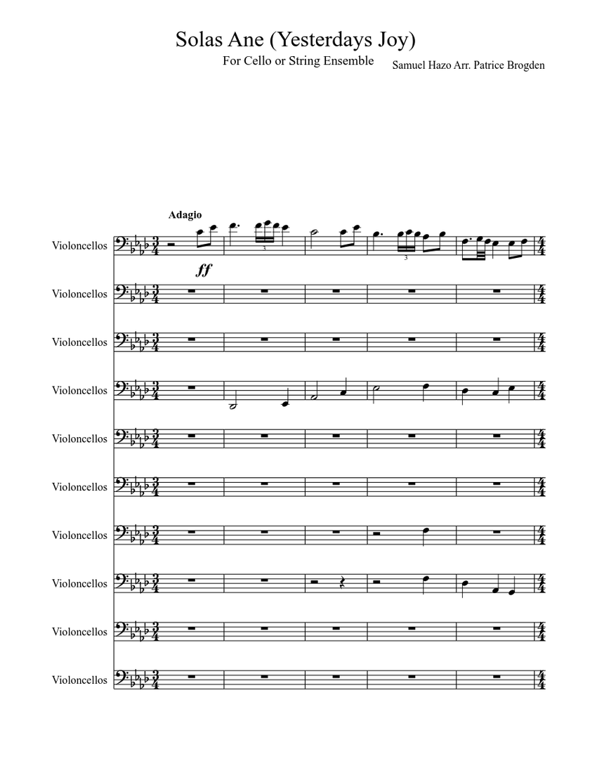 Solas Ane Yesterdays Joy Sheet Music For Strings Group String Ensemble Musescore Com