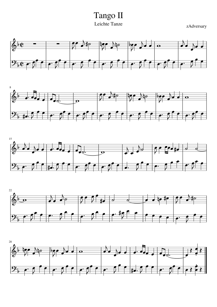 Tango II Sheet music for Piano (Solo) | Musescore.com