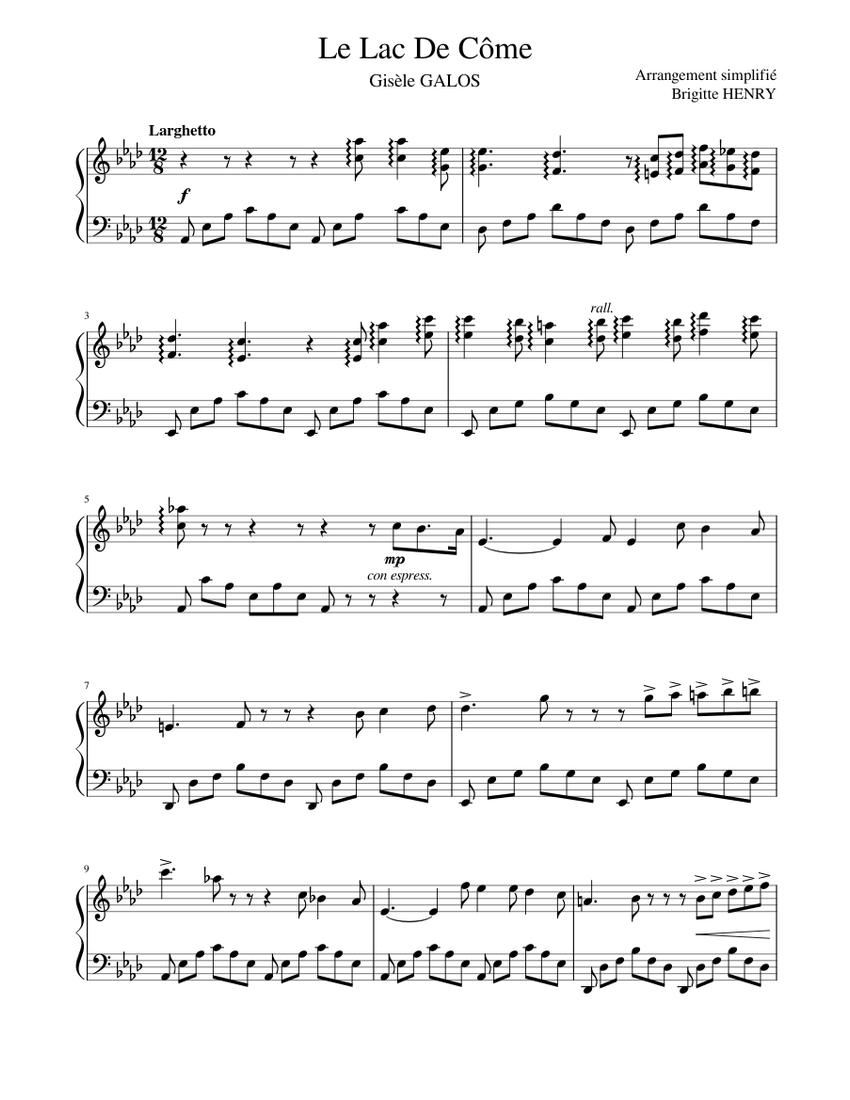 Le Lac De Côme Sheet music for Piano (Solo) | Musescore.com