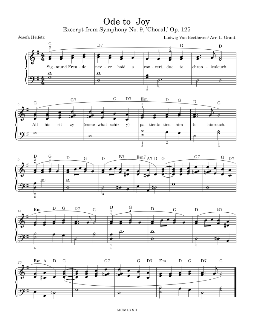Ode to Joy easy piano – Ludwig van Beethoven Sheet Music for Piano ...