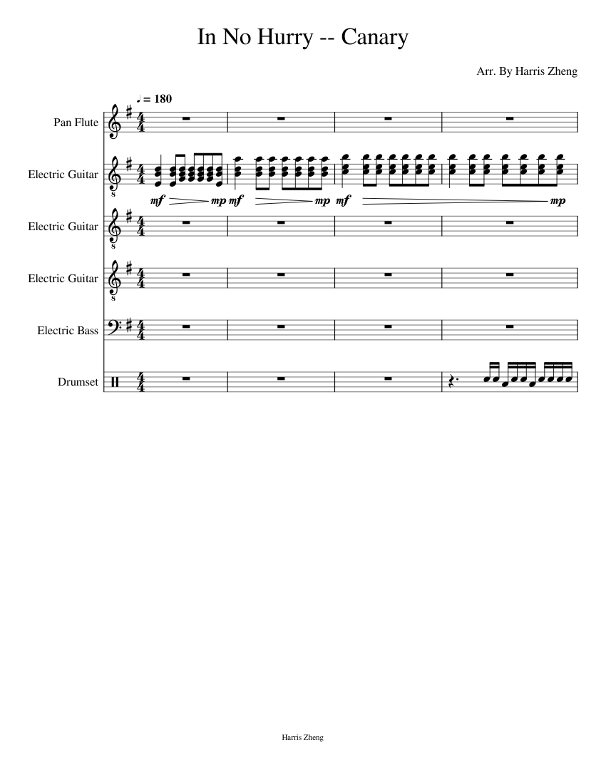 Fukumenkei Noise Canary In No Hurry Sheet Music For Guitar Bass Guitar Drum Group Flute Other Mixed Ensemble Download And Print In Pdf Or Midi Free Sheet Music For Fukumenkei