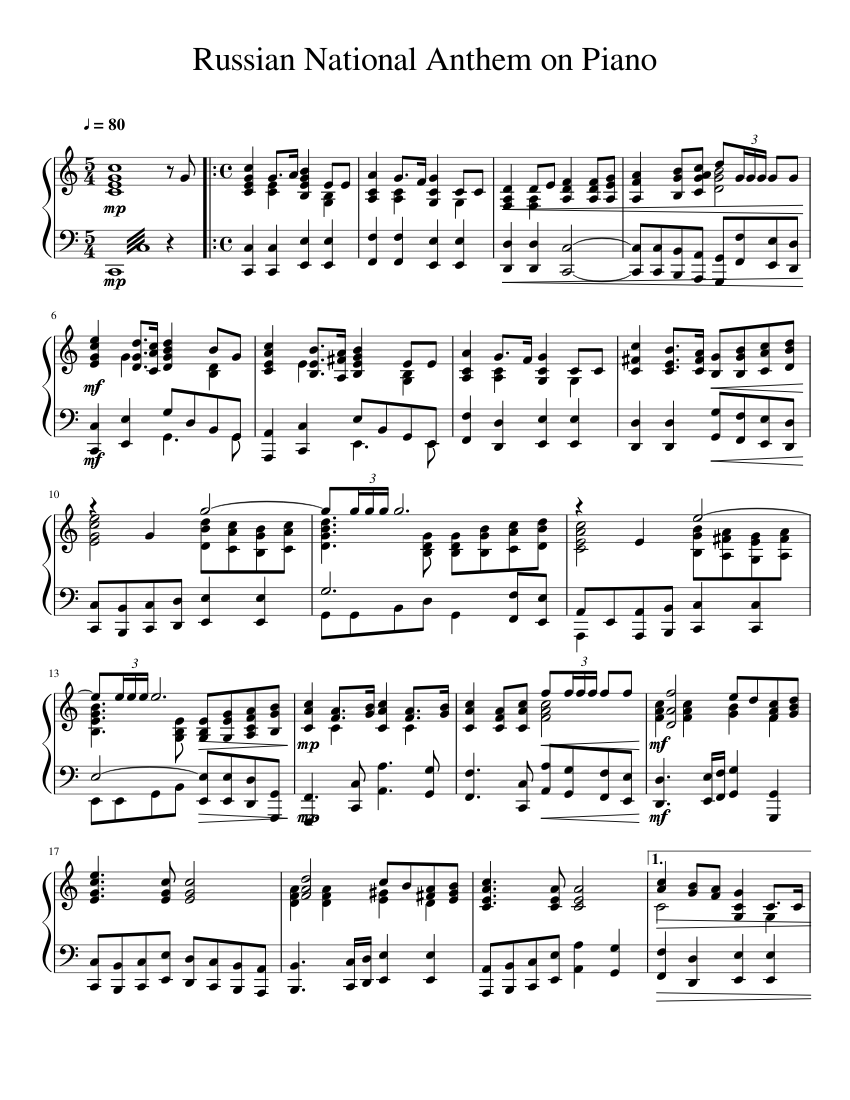 Russian National Anthem on Piano Sheet music for Piano (Solo) |  Musescore.com