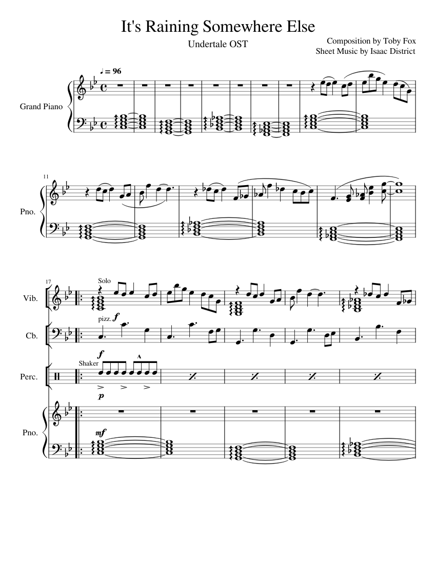 It's Raining Somewhere Else Sheet music for Piano, Contrabass 