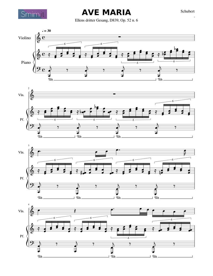 Ave Maria - Schubert Sheet music for Piano, Violin (Solo) | Musescore.com