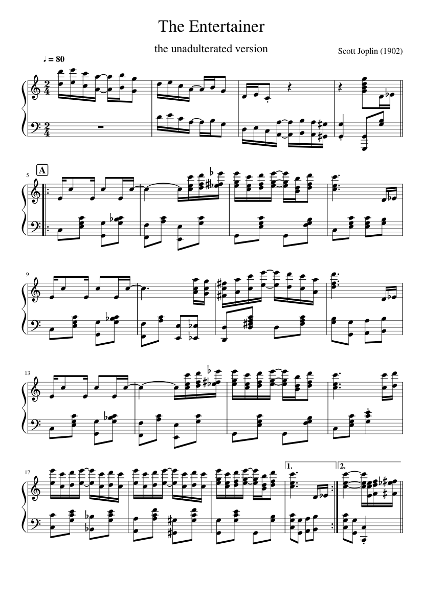 Joplin - The Entertainer - full Sheet music for Piano (Solo ...