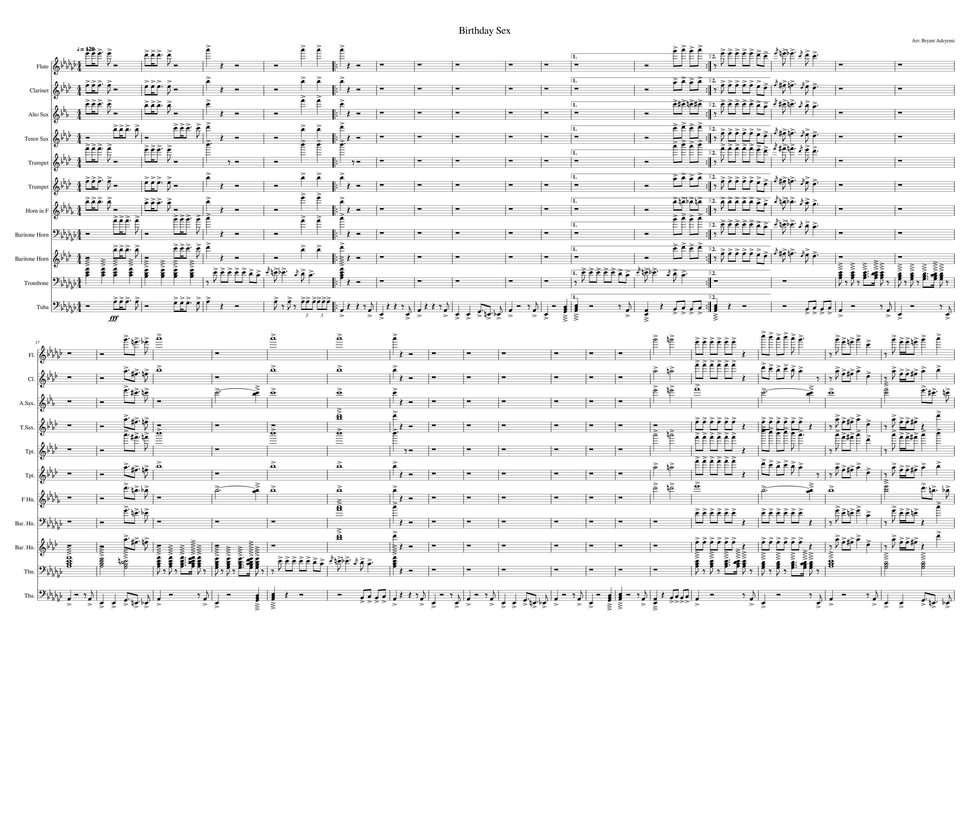 Birthday Sex Sheet music for Trombone, Tuba, Flute, French horn & more  instruments (Mixed Ensemble) | Musescore.com