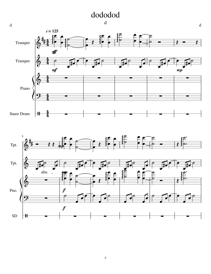 Gwyn's Theme Lord of Cinder (Dark Souls) Sheet music for Piano, Snare drum,  Trumpet other (Mixed Quartet) | Musescore.com