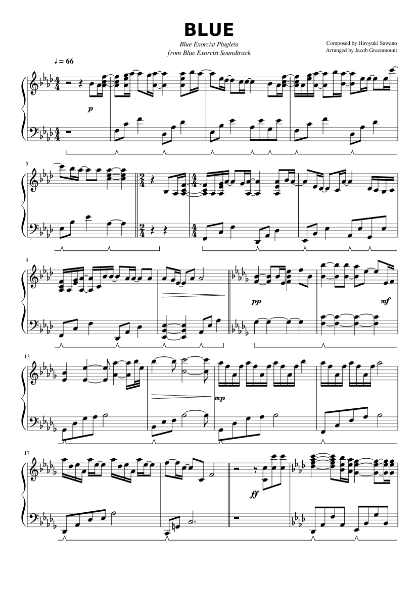 BLUE (pfs) Sheet music for Piano (Solo) | Musescore.com