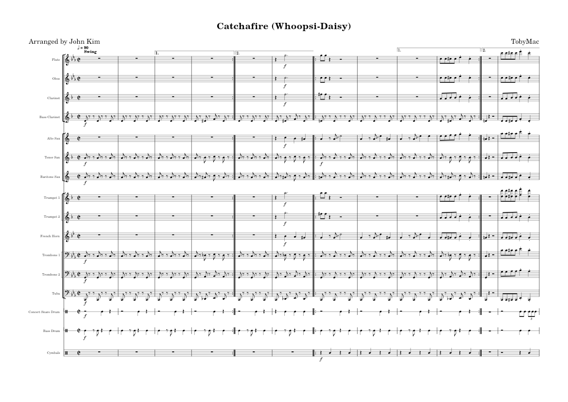 Catchafire (Whoopsi-Daisy)By TobyMac (For Pep Band) Sheet Music For ...