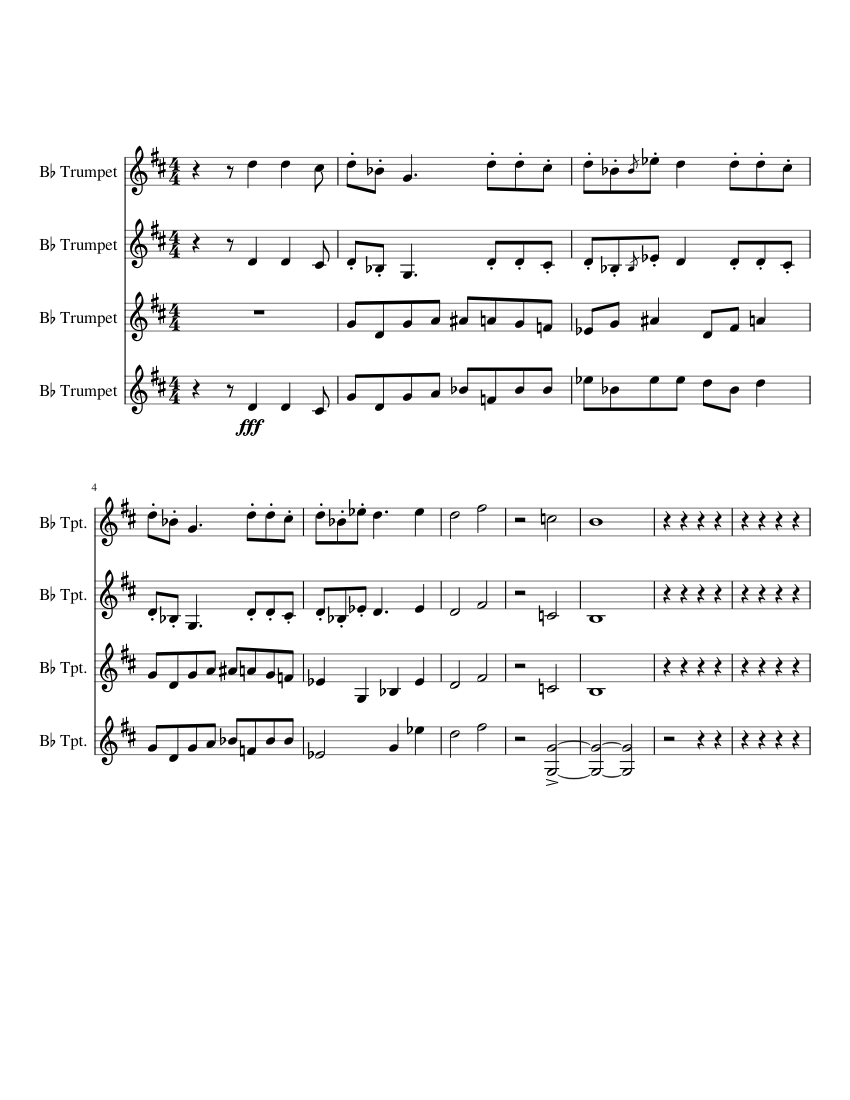 Trumpets show music Sheet music for Trumpet in bflat (Mixed Quartet