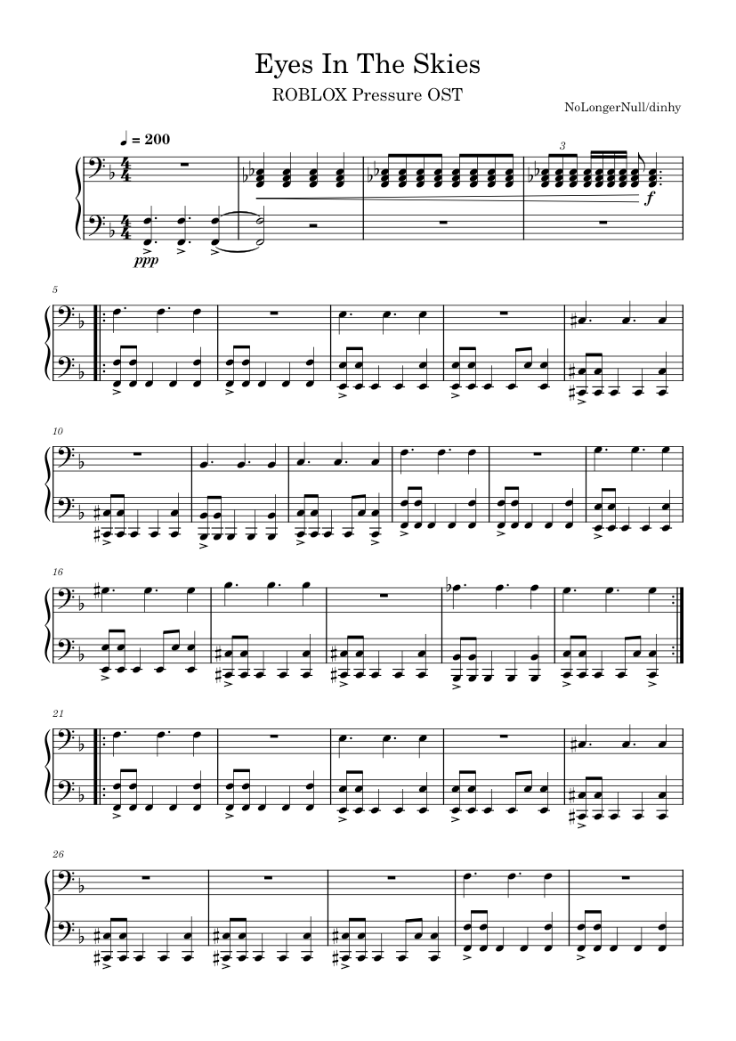 Nolongernull Rdc Eyes In The Skies – NoLongerNull Sheet Music for Piano (Solo ...