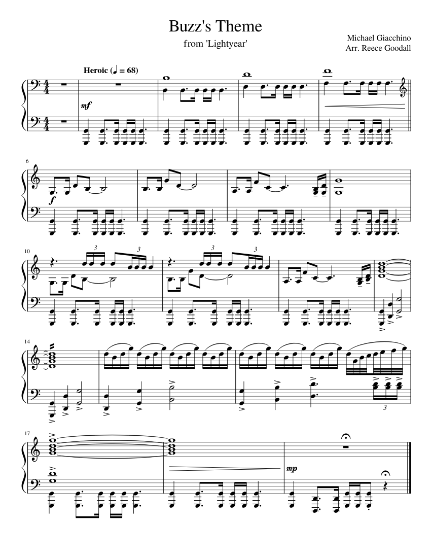 Buzz's Theme - Michael Giacchino - from 'Lightyear' Sheet music for ...