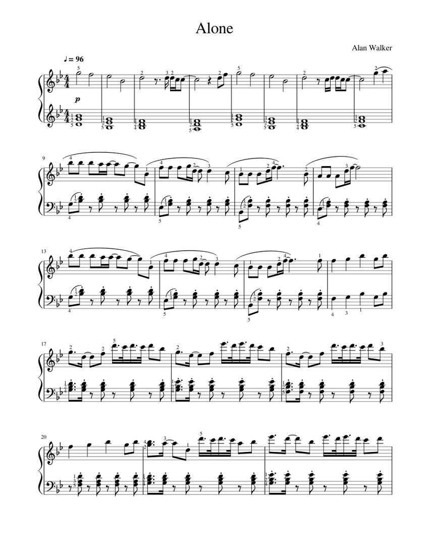 Alan Walker - Alone Sheet music for Piano (Solo) | Musescore.com