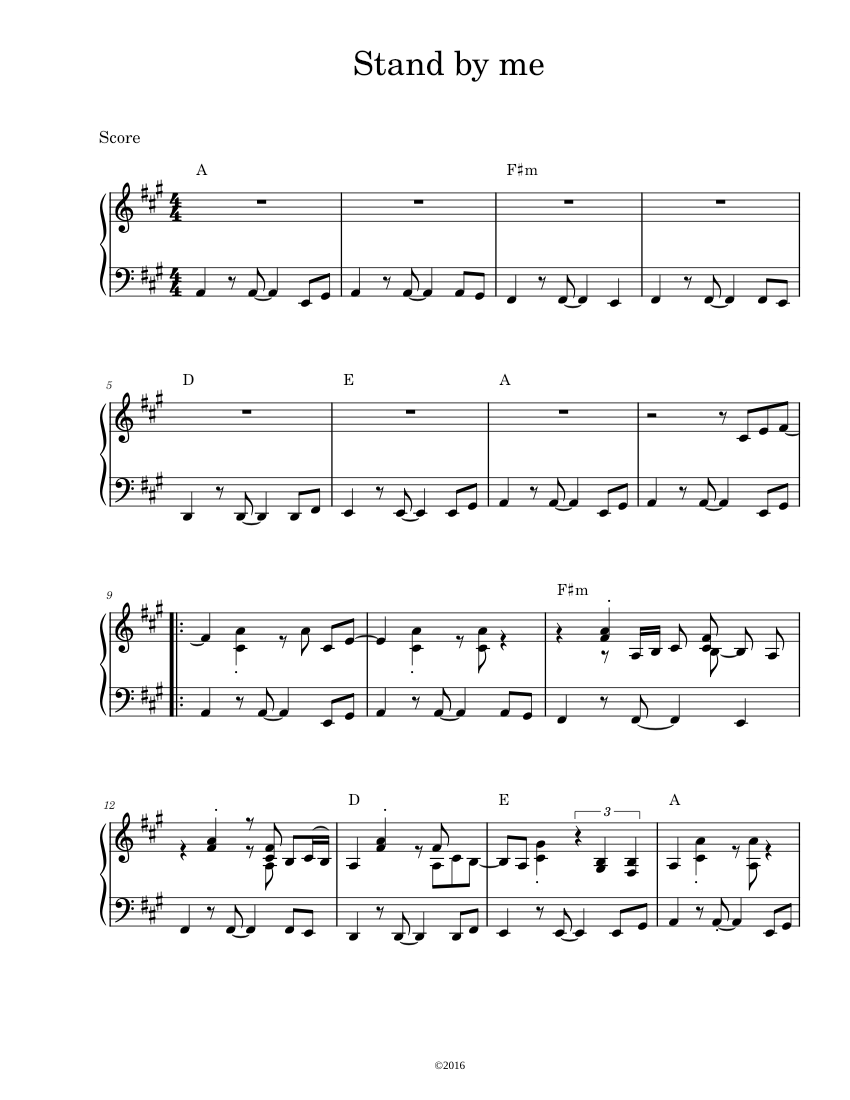 Stand by me Sheet music for Piano (Solo) | Musescore.com
