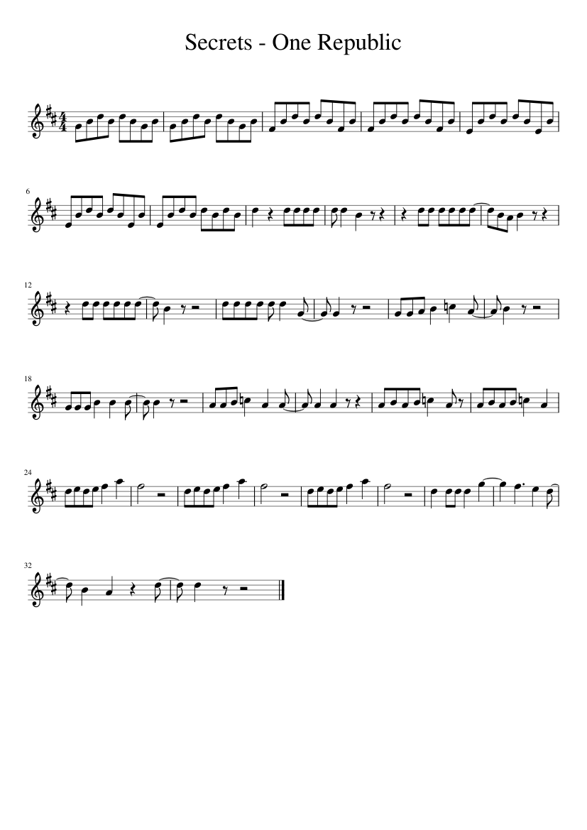 Secrets by One Republic Sheet music for Violin (Solo) | Musescore.com