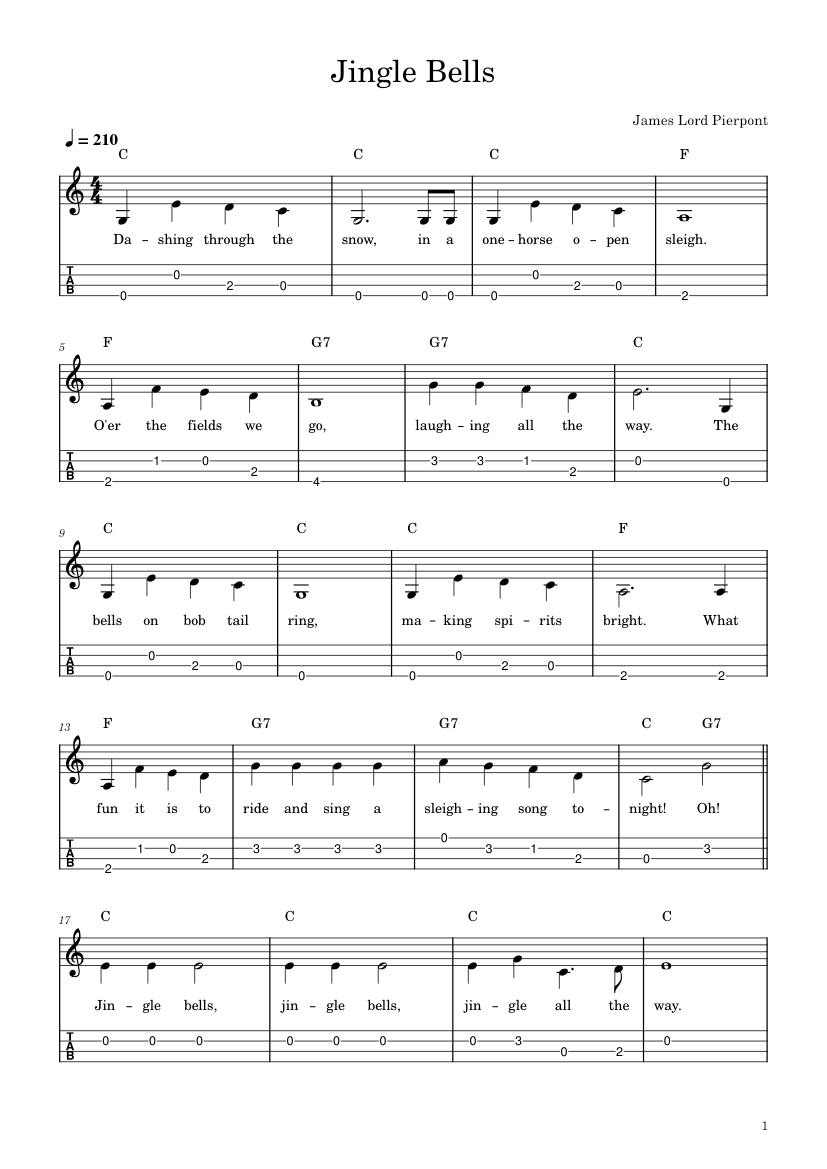 Jingle Bells James Lord Pierpont Sheet music for Ukulele (Solo