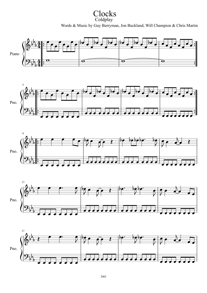 Clocks Sheet music for Piano (Solo) | Musescore.com