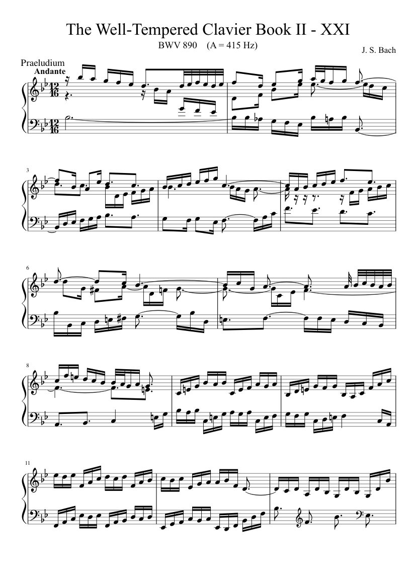 Prelude and Fugue in B-flat major BWV 890