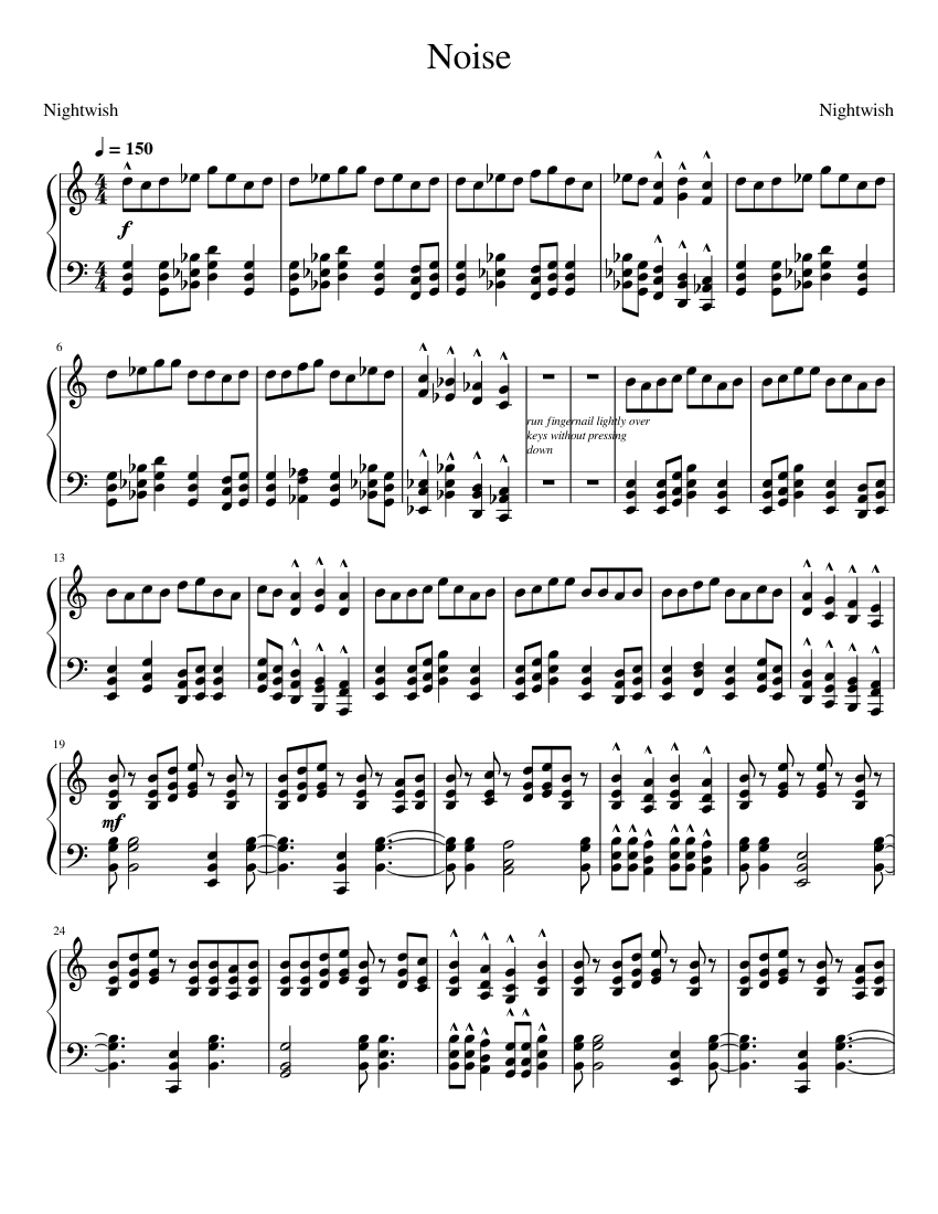 Noise - Nightwish Sheet music for Piano (Solo) | Musescore.com