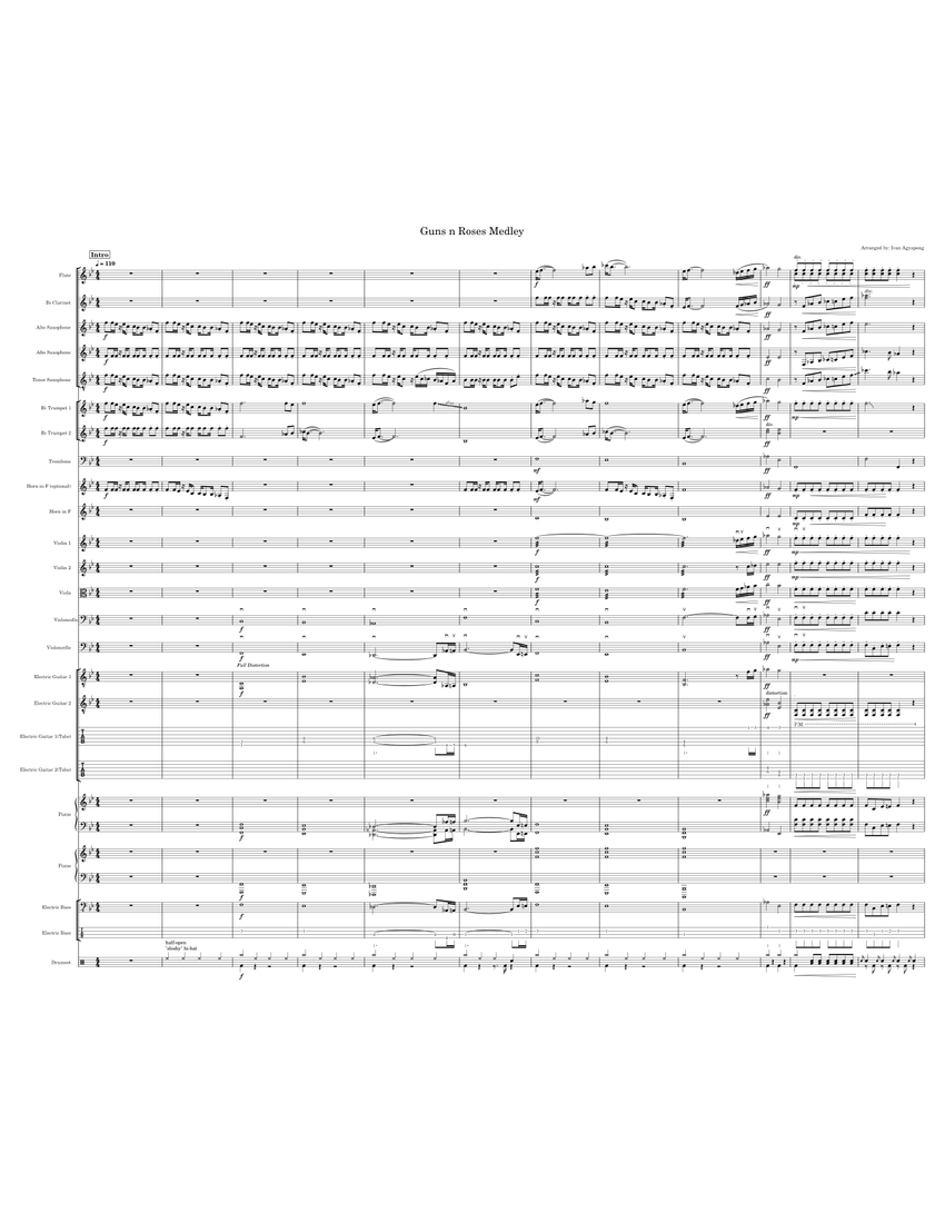 Guns n Roses Medley Sheet music for Piano, Trombone, Flute, Clarinet in ...