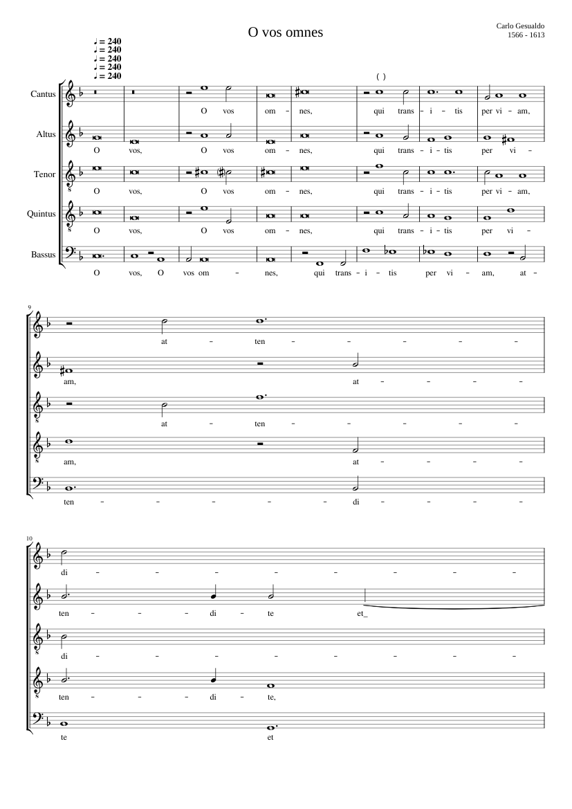 O vos omnes (another O vos omnes for 6 vv.. setting the complete responsory appeared in 1611)