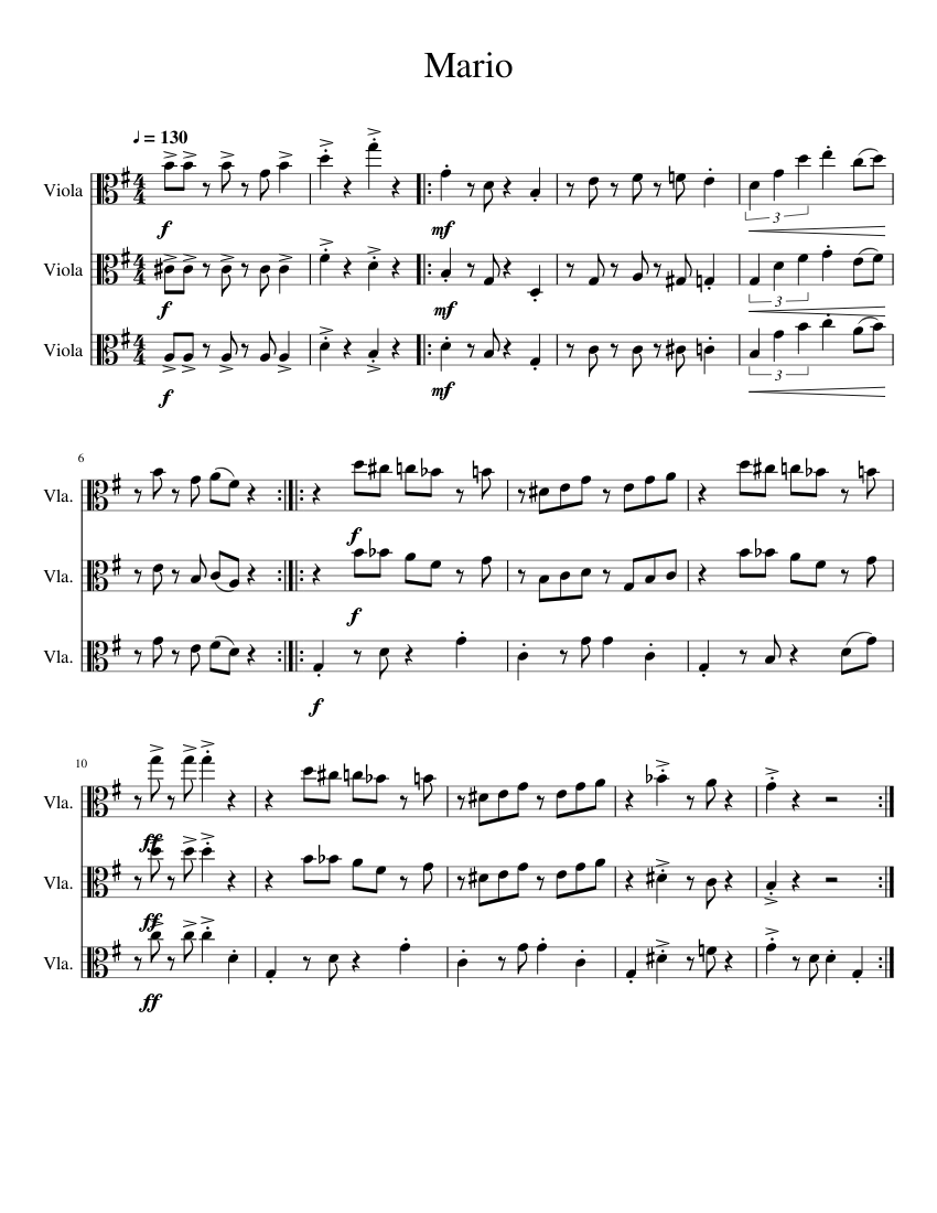 Mario Sheet music for Viola (Mixed Trio) | Musescore.com