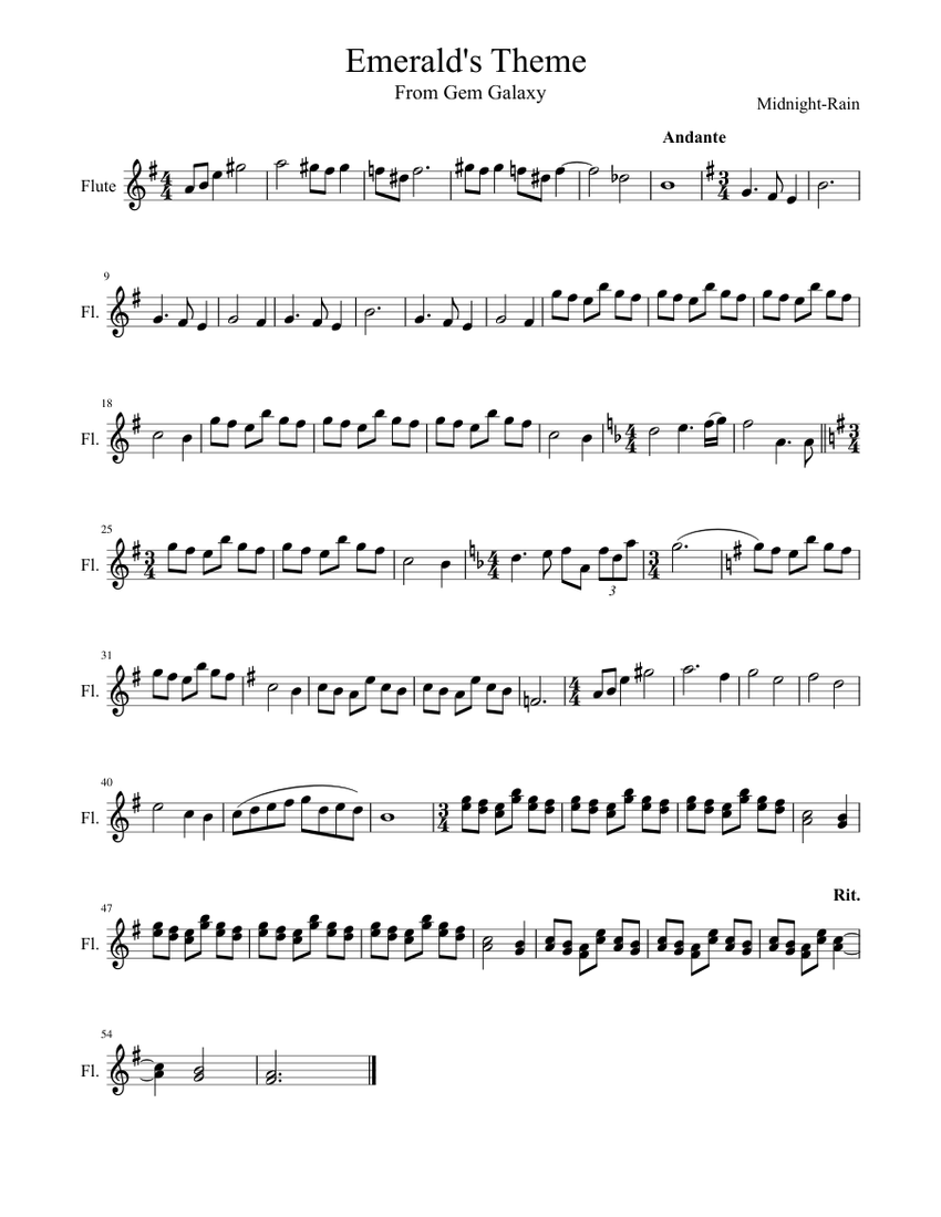 Emerald's Theme Sheet music for Flute (Solo) Download and print in