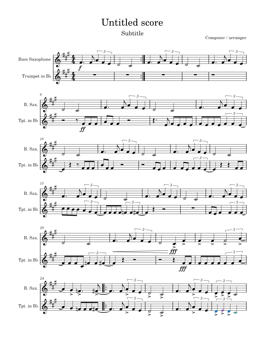 Seven nation army – The White Stripes , Bass Sax + Trumpet Sheet music ...