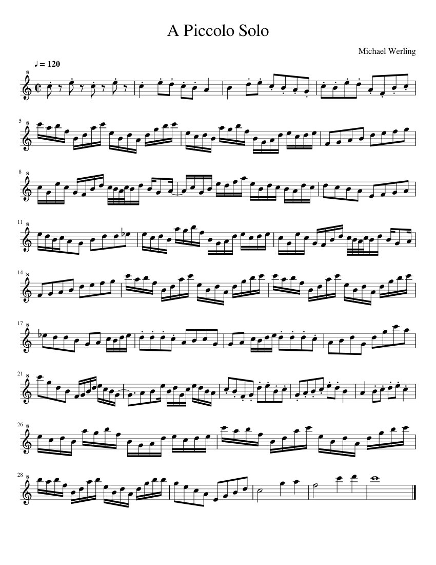 A Piccolo Solo Sheet music for Flute piccolo (Solo) | Musescore.com