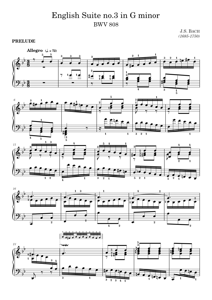 English Suite No.3 in G minor BWV 808