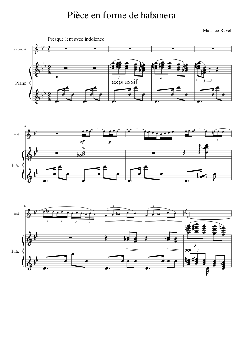 Pièce en forme de habanera