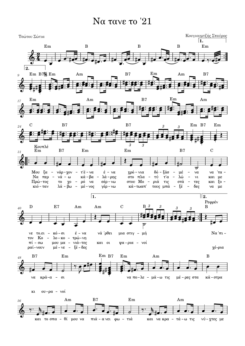 Να_τανε_το_21 Sheet music for Piano (Solo) Easy | Musescore.com