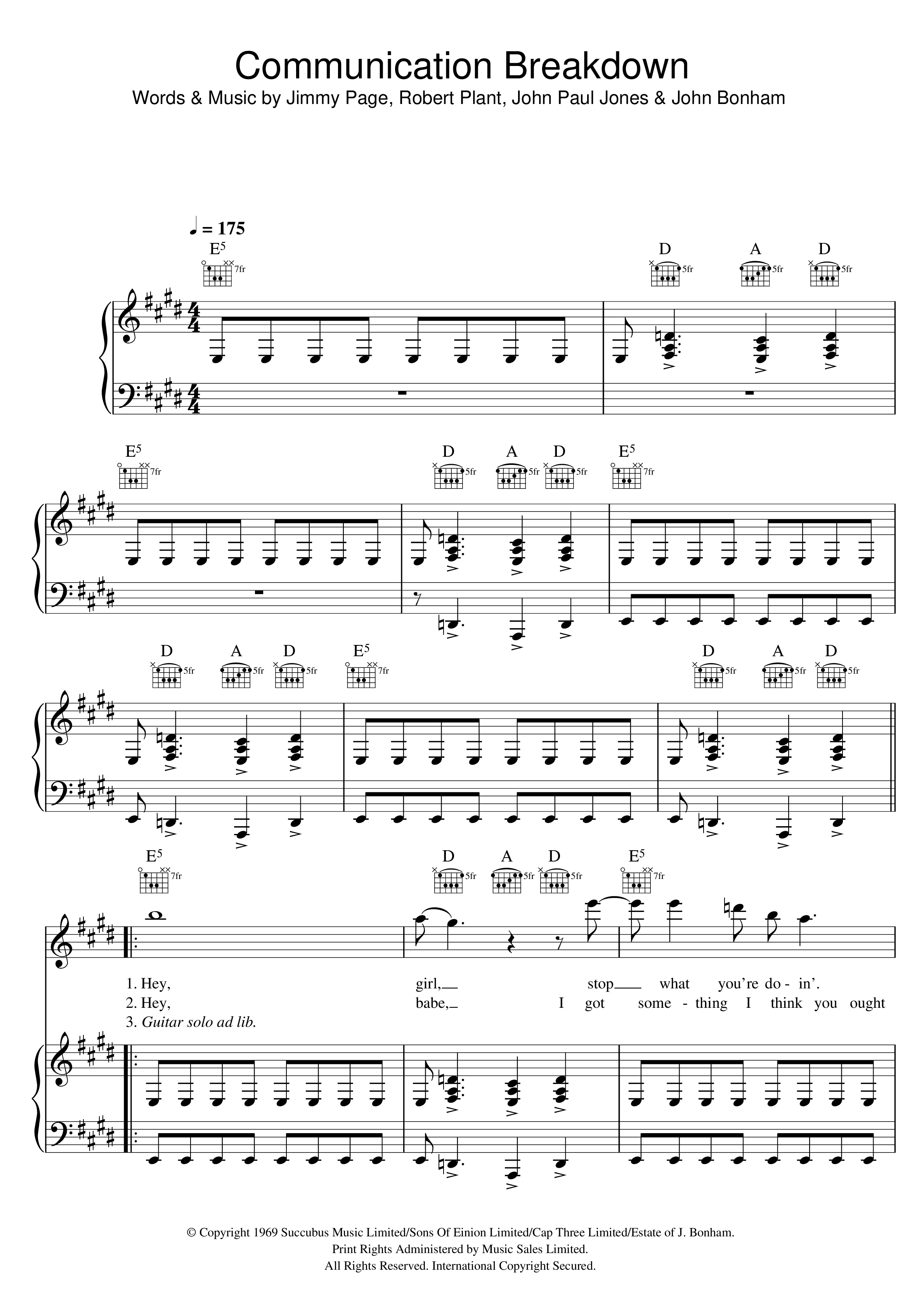 Play Official version of Communication breakdown Sheet Music by