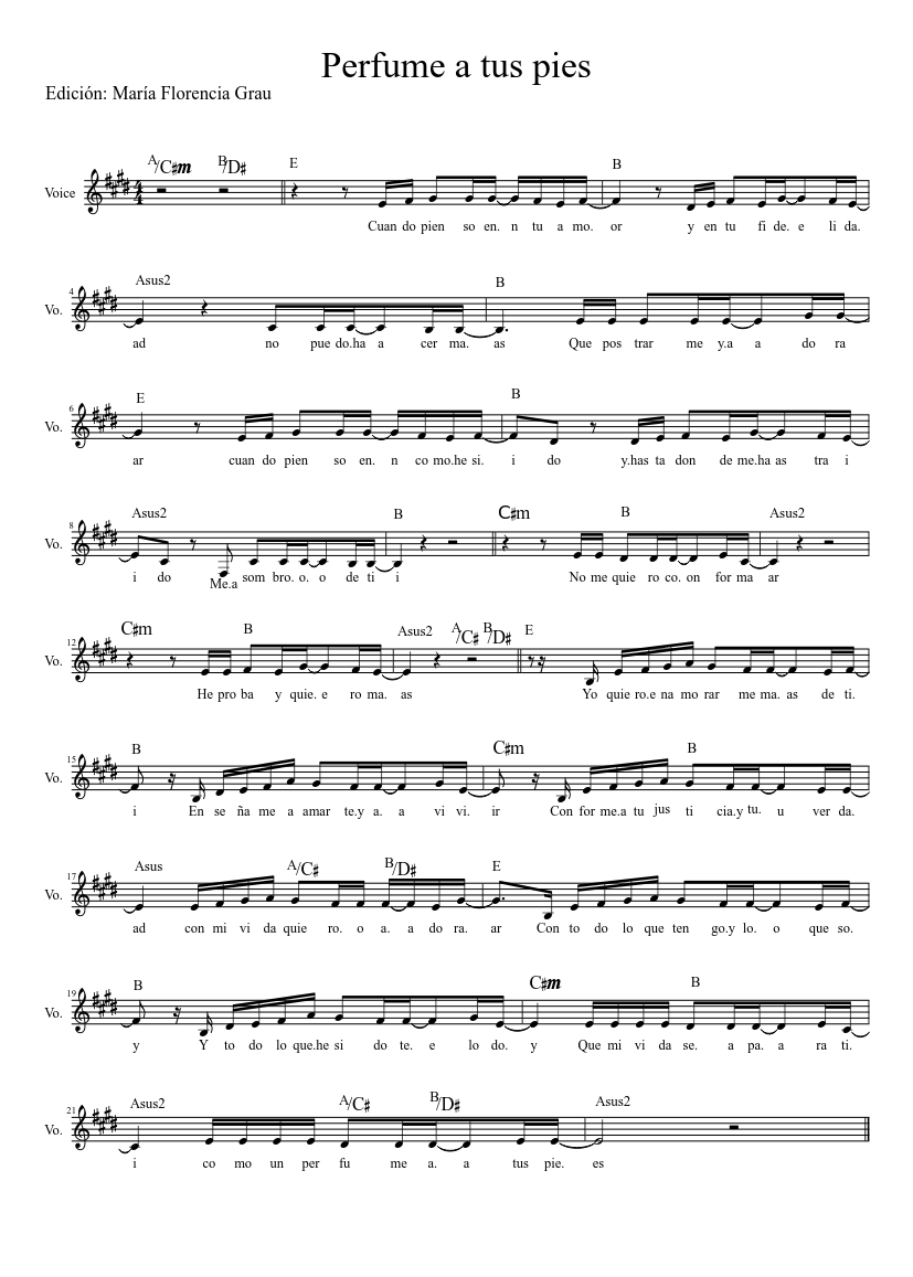 Perfume a tus pies Sheet music for Voice (other) (Solo) | Musescore.com
