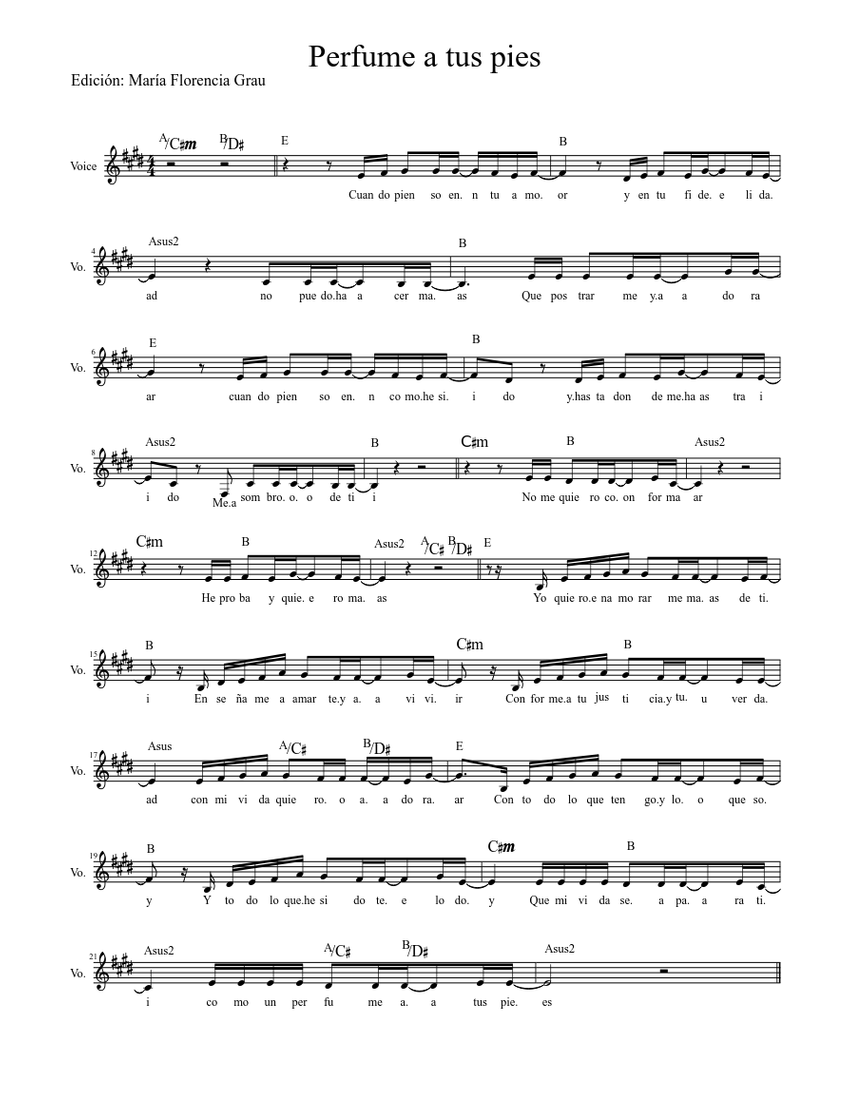 Perfume a tus pies Sheet music for Voice (other) (Solo) | Musescore.com