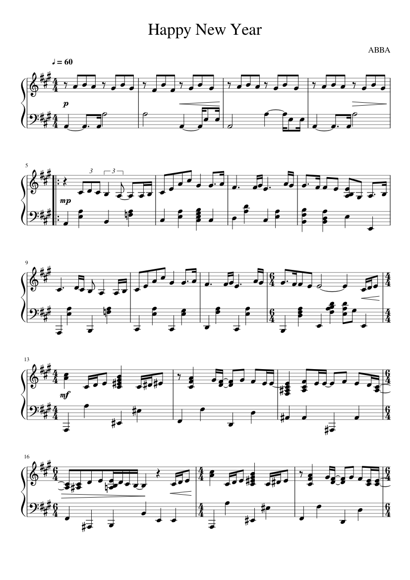 ABBA Happy New Year Sheet music for Piano (Solo) | Musescore.com