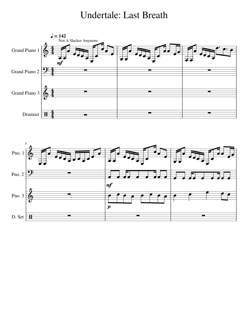 Undertale Last Breath Sheet Music For Drum Group Piano Mixed Quartet Musescore Com