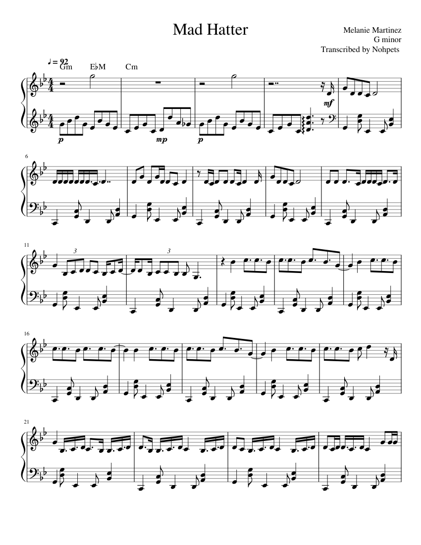 Mad Hatter Sheet music for Piano (Solo) | Musescore.com