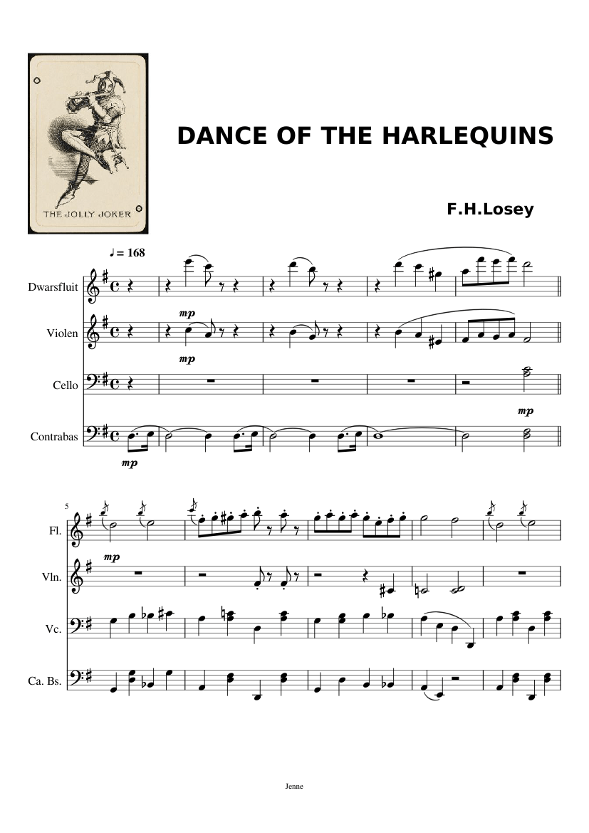 DANCE OF THE HARLEQUIN Sheet music for Flute, Contrabass, Cello