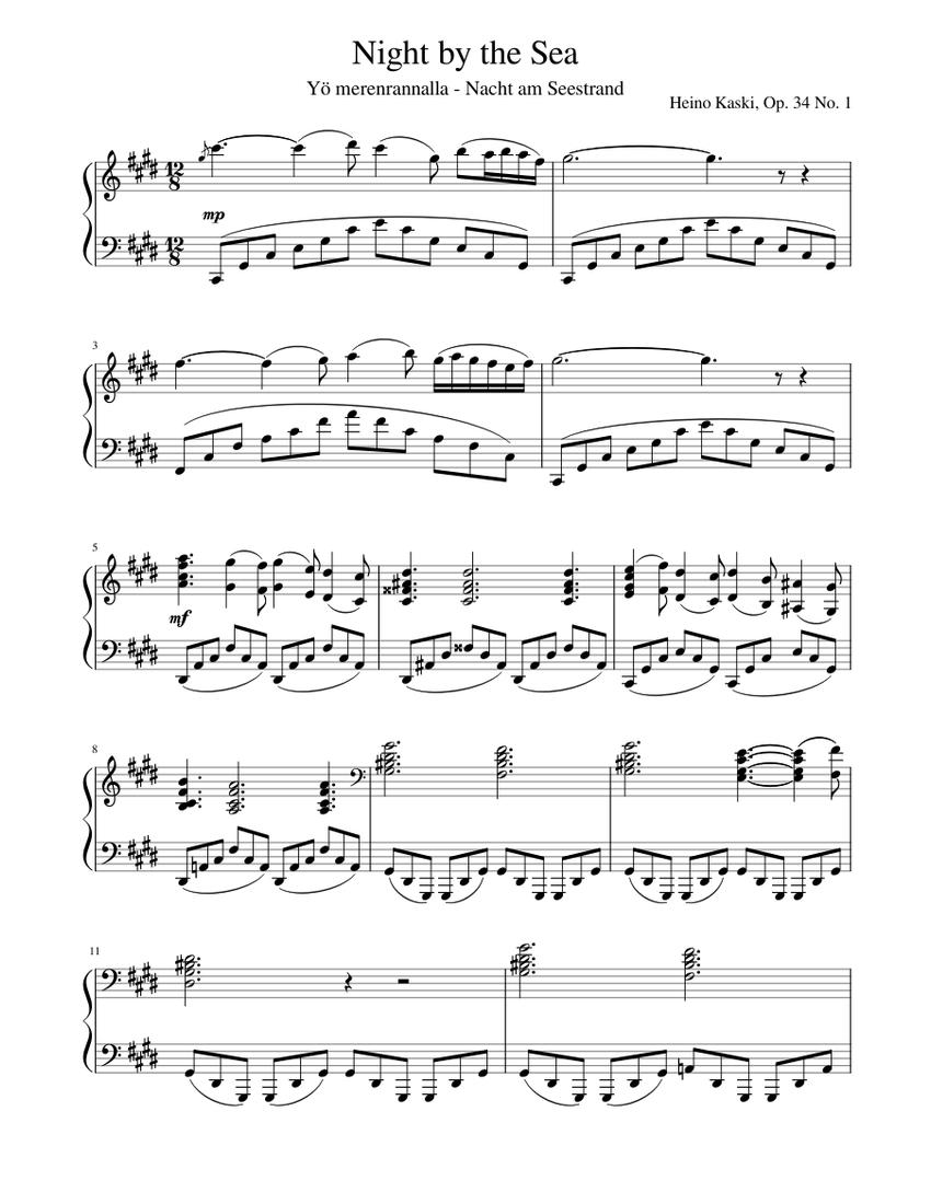 Night by the Sea Sheet music for Piano (Solo) | Musescore.com